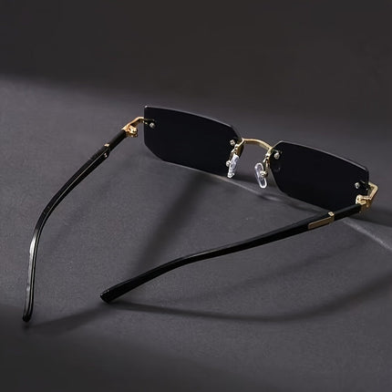 Oliwier | Męskie okulary kwadratowe w stylu vintage, bezramowe | Rama ze stali nierdzewnej | Soczewki poliwęglanowe | Stylowe okulary na co dzień