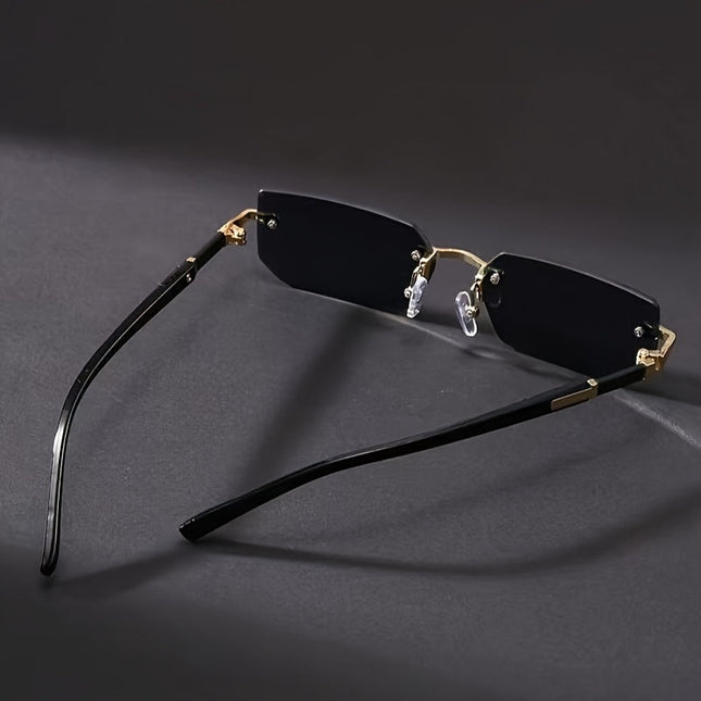 Oliwier | Męskie okulary kwadratowe w stylu vintage, bezramowe | Rama ze stali nierdzewnej | Soczewki poliwęglanowe | Stylowe okulary na co dzień