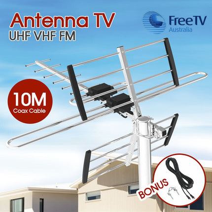 Antena telewizyjna dalekiego zasięgu | 400+ milionów | Odbiór UHF i VHF | Do użytku wewnętrznego i końcowego | kompatybilność z 1080p i 4K | Wielokierunkowa | Łatwa instalacja | Idealna do domu i przyczep kempingowych | Modelka 2023