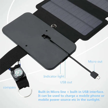 Składany Panel Słoneczny | Przenośna Ładowarka USB do Wypraw Outdoor | Moc 5V 1A | Kompaktowy i Wielofunkcyjny Design | Noustia