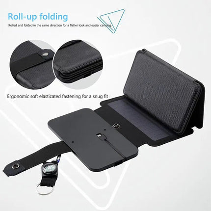 Składany Panel Słoneczny | Przenośna Ładowarka USB do Wypraw Outdoor | Moc 5V 1A | Kompaktowy i Wielofunkcyjny Design | Noustia