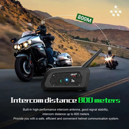 Noustia | Interkom Motocyklowy Bluetooth | Zasięg 800m | Woododporność | Do 6 Użytkowników | Wytrzymała Metalowa Złączka | Ładowanie Typ-C | Idealny na Każdą Wyprawę