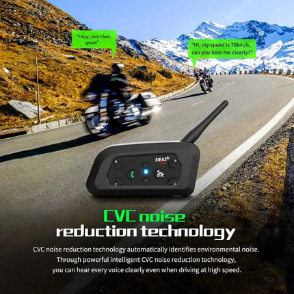 Noustia | Interkom Motocyklowy Bluetooth | Zasięg 800m | Woododporność | Do 6 Użytkowników | Wytrzymała Metalowa Złączka | Ładowanie Typ-C | Idealny na Każdą Wyprawę