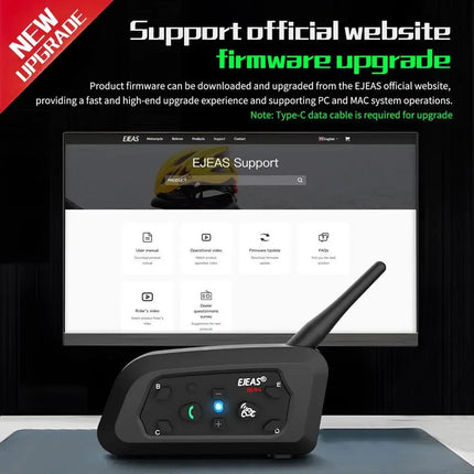 Noustia | Interkom Motocyklowy Bluetooth | Zasięg 800m | Woododporność | Do 6 Użytkowników | Wytrzymała Metalowa Złączka | Ładowanie Typ-C | Idealny na Każdą Wyprawę