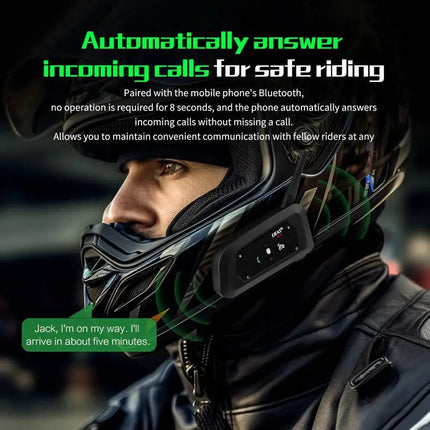 Noustia | Interkom Motocyklowy Bluetooth | Zasięg 800m | Woododporność | Do 6 Użytkowników | Wytrzymała Metalowa Złączka | Ładowanie Typ-C | Idealny na Każdą Wyprawę