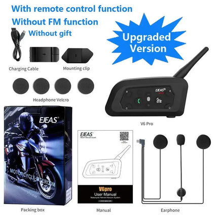 Noustia | Interkom Motocyklowy Bluetooth | Zasięg 800m | Woododporność | Do 6 Użytkowników | Wytrzymała Metalowa Złączka | Ładowanie Typ-C | Idealny na Każdą Wyprawę