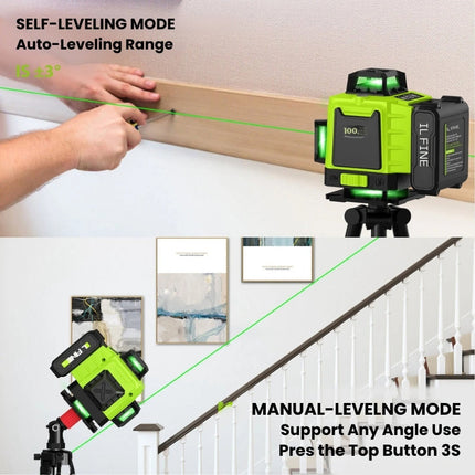 16-liniowy laser 4D | 360° zasięg | Bluetooth | Bateria Li-ion & ładowanie Type-C | Samopoziomujący | Odporny na kurz i wodę | Kompaktowy design dla profesjonalnej precyzji | Zasięg do 200 stóp