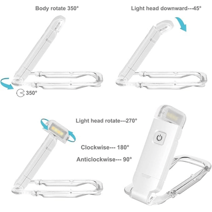 Lampka do czytania LED | Regulowana jasność i temperatura barwowa | USB do ładowania | Zmniejszenie zwolnienia oczu | Kompaktowa konstrukcja | Blokuje 99,9% światła niebieskiego | Idealna do podróży | Czarna, biała, różowa, niebieska