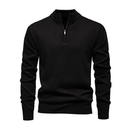 Dzianinowy sweter z zamkiem do połowy | Lekki sweterek | Oddychająca tkanina | Wszechstronny kołnierz | Dopasowany krój | Odzież smart-casual | Wyrafinowany styl | Idealna odzież wierzchnia na przejściową | Można nakładać warstwy
