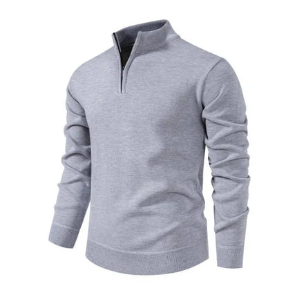 Dzianinowy sweter z zamkiem do połowy | Lekki sweterek | Oddychająca tkanina | Wszechstronny kołnierz | Dopasowany krój | Odzież smart-casual | Wyrafinowany styl | Idealna odzież wierzchnia na przejściową | Można nakładać warstwy