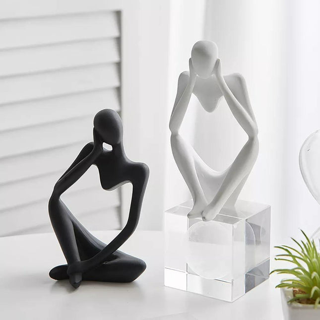 Abstrakcyjna, elegancka statua z żywicy myśliciela | Nowoczesny minimalistyczny design | Wystrój blatu | Trzy kolory i pozy | Sztuka domowego biura | Przyjazny dla środowiska | 8cm x 13cm | Wyjątkowy pomysł na prezent