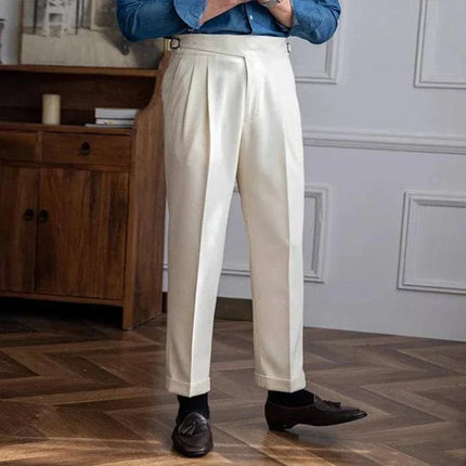 Szafa Melbourne | Brytyjski neapolitański | Męskie spodnie biurowe slim fit | Dopasowany krój z wysokim stanem | Nowoczesny i elegancki styl | Tkanina premium | Wszechstronna odzież biznesowa i codzienna