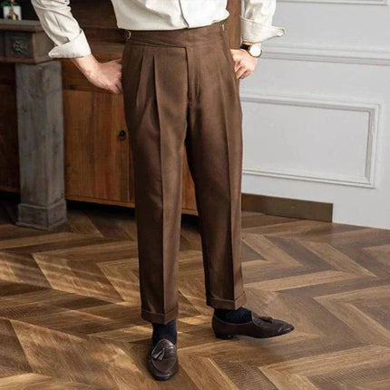 Szafa Melbourne | Brytyjski neapolitański | Męskie spodnie biurowe slim fit | Dopasowany krój z wysokim stanem | Nowoczesny i elegancki styl | Tkanina premium | Wszechstronna odzież biznesowa i codzienna
