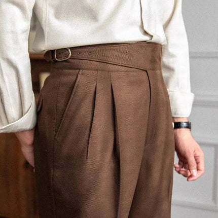 Szafa Melbourne | Brytyjski neapolitański | Męskie spodnie biurowe slim fit | Dopasowany krój z wysokim stanem | Nowoczesny i elegancki styl | Tkanina premium | Wszechstronna odzież biznesowa i codzienna