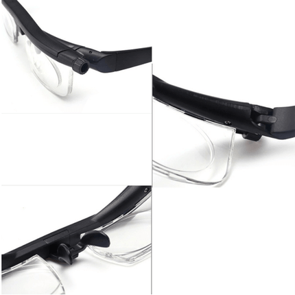 Regulowane okulary | Blisko Far Vision | -6,0 do +3,0 Zakres dioptrii | Plastyczna, opracowana na ramę uderzeniową | Jeden rozmiar pasujący do wszystkich | Nie potrzeba odbioru | Idealne rozwiązanie do tworzenia zapasowych kopii zapasowych