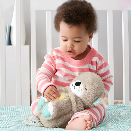Snuggle Oddychająca Wydra Niedźwiedź | Pluszowa zabawka 30 cm z kojącą muzyką i muzyką | Idealny pomocnik w zasypianiu i towarzysz przytulania | Materiały wysokiej jakości | Prezent dla dziecka o miękkiej fakturze i delikatnych danych osobowych