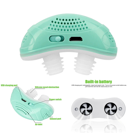 Urządzenie mikro CPAP | Przenośny lek na bezdech senny | Bezprzewodowe rozwiązanie przeciw chrapaniu | Materiał nadający się do odrzucenia | Lekki i wygodny | Akumulator USB | Trwałe przez 6-12 miesięcy | Zawierają zatyczki do nosa i zwykłe