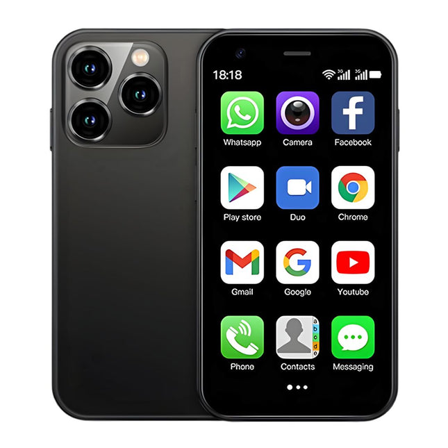Najmniejszy smartfon na świecie | Androida 8.1 | 3,0-calowy ekran | 2GB RAM | Pamięć 16 GB | GPS | Bluetooth | Wi-Fi | USB-C | Minitelefon gotowy do obsługi aplikacji