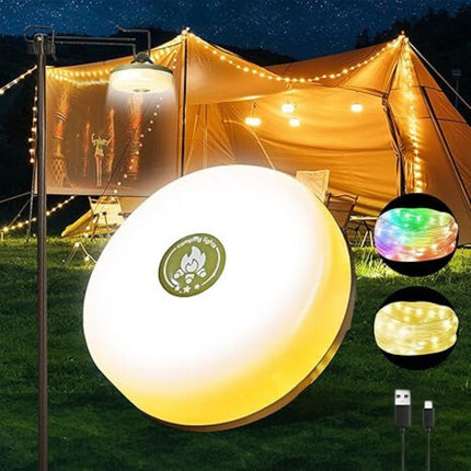 Uniwersalna lampa kempingowa typu „wszystko w jednym” | Akumulator USB | 5 trybów + światło awaryjne | Trwały ABS | Wodoodporność IP44 | Drut miedziany 10M | Przenośna latarka | Podstawa magnetyczna z haczykami | Uniwersalne zastosowanie na zewnątrz
