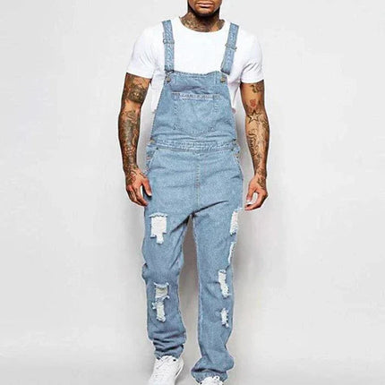 Męskie kombinezony jeansowe z przetarciami Armoire Melbourne | Modny, sieć krój | Regulowane paski | Vintage Streetwear | Wytrzymał dżins | Wiele kieszeni | Wygodny styl miejski