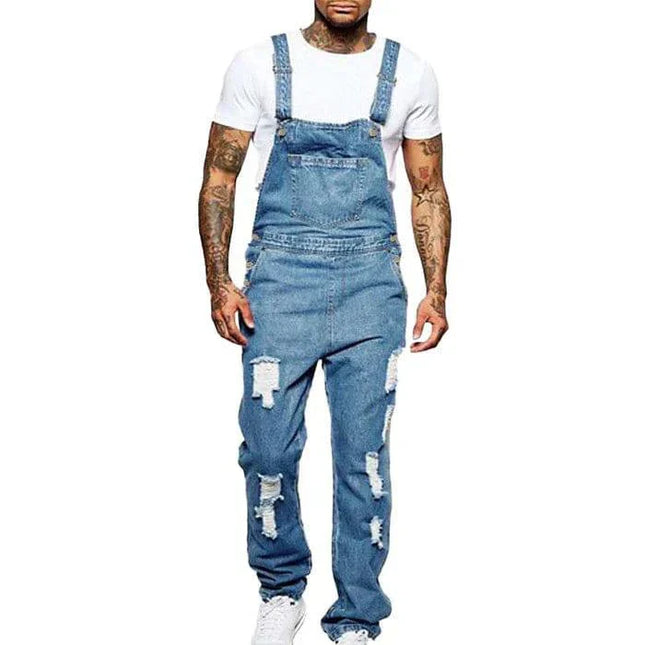 Męskie kombinezony jeansowe z przetarciami Armoire Melbourne | Modny, sieć krój | Regulowane paski | Vintage Streetwear | Wytrzymał dżins | Wiele kieszeni | Wygodny styl miejski