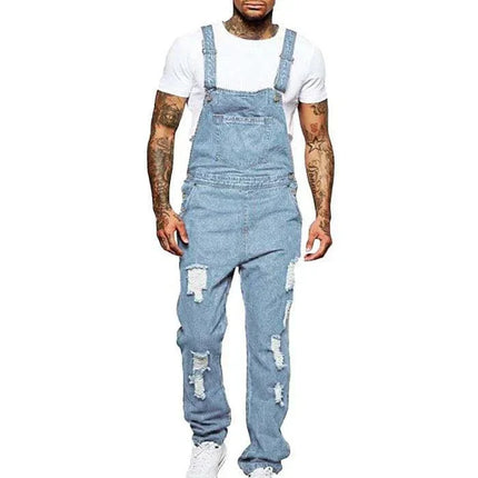 Męskie kombinezony jeansowe z przetarciami Armoire Melbourne | Modny, sieć krój | Regulowane paski | Vintage Streetwear | Wytrzymał dżins | Wiele kieszeni | Wygodny styl miejski