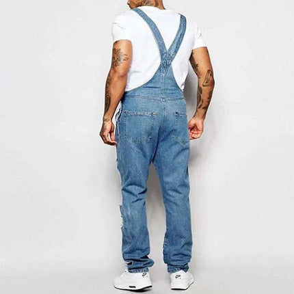 Męskie kombinezony jeansowe z przetarciami Armoire Melbourne | Modny, sieć krój | Regulowane paski | Vintage Streetwear | Wytrzymał dżins | Wiele kieszeni | Wygodny styl miejski