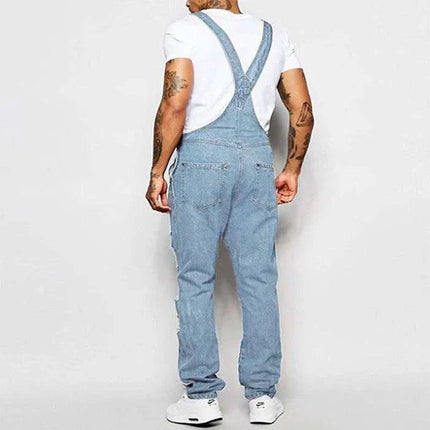 Męskie kombinezony jeansowe z przetarciami Armoire Melbourne | Modny, sieć krój | Regulowane paski | Vintage Streetwear | Wytrzymał dżins | Wiele kieszeni | Wygodny styl miejski