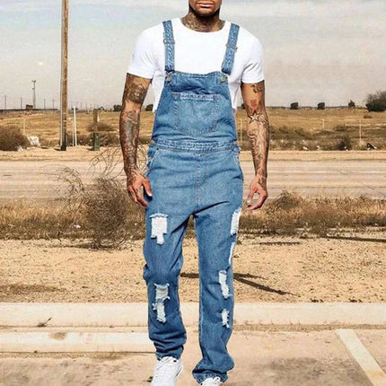 Męskie kombinezony jeansowe z przetarciami Armoire Melbourne | Modny, sieć krój | Regulowane paski | Vintage Streetwear | Wytrzymał dżins | Wiele kieszeni | Wygodny styl miejski
