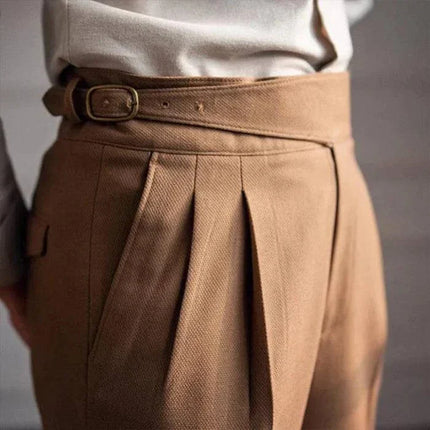 Szafa Melbourne | Brytyjski neapolitański | Męskie spodnie biurowe slim fit | Dopasowany krój z wysokim stanem | Nowoczesny i elegancki styl | Tkanina premium | Wszechstronna odzież biznesowa i codzienna