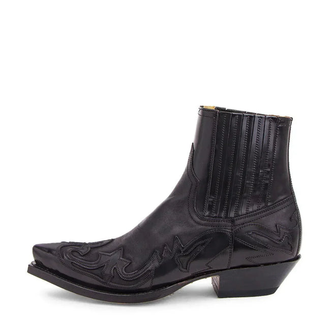 Męskie buty skórzane westernowe Adalbrecht | Uderzający projekt | Spiczasty palec u nóg | Haftowane Boki | Elegancka sylwetka | Wytrzymali, ale nowoczesny styl | Wszechstronny do noszenia na co dzień i formalnie | Wygodne i stylowe górskie