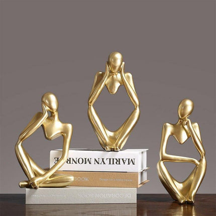 Abstrakcyjna, elegancka statua z żywicy myśliciela | Nowoczesny minimalistyczny design | Wystrój blatu | Trzy kolory i pozy | Sztuka domowego biura | Przyjazny dla środowiska | 8cm x 13cm | Wyjątkowy pomysł na prezent