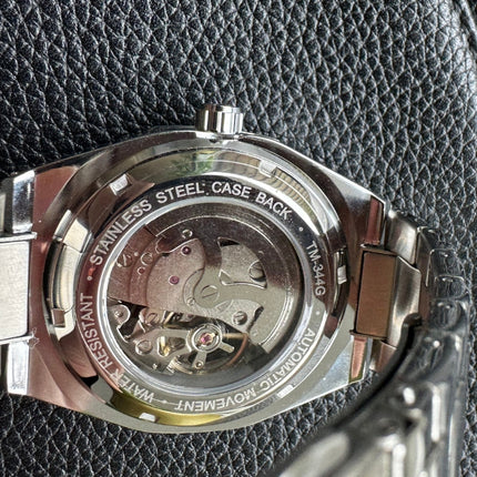 Męski automatyczny zegarek Phantom ze stali nierdzewnej | Czarna tarcza 42 mm | Srebrny pasek | Wodoodporny 30m | Elegancki wygląd | Regulowany rozmiar | Nadaje się na każdą okazję