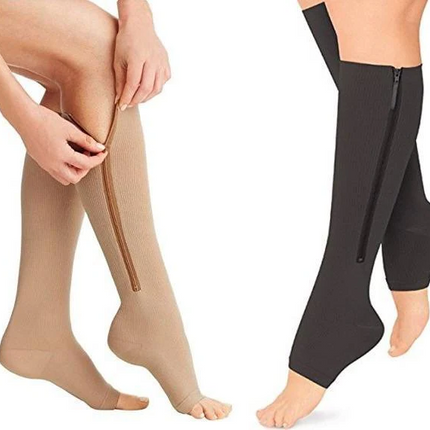 Skarpety kompresyjne z zamkiem zasilającym unisex | 20-30 mmHg | Lepsze krążenie i ulga w obrzękach | Konstrukcja z wyłącznikiem i oddychającą tkaniną | Pończochy rozszerzenia do użytku w podróży, ciąży i na co dzień