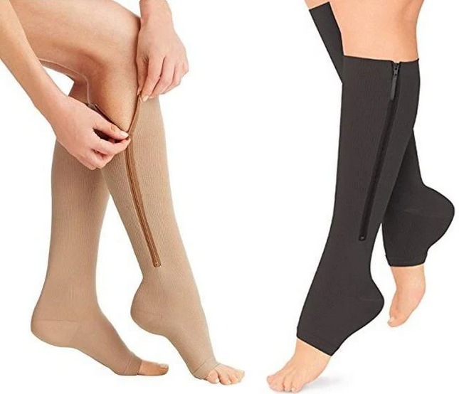 Skarpety kompresyjne z zamkiem zasilającym unisex | 20-30 mmHg | Lepsze krążenie i ulga w obrzękach | Konstrukcja z wyłącznikiem i oddychającą tkaniną | Pończochy rozszerzenia do użytku w podróży, ciąży i na co dzień