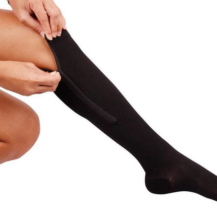 Skarpety kompresyjne z zamkiem zasilającym unisex | 20-30 mmHg | Lepsze krążenie i ulga w obrzękach | Konstrukcja z wyłącznikiem i oddychającą tkaniną | Pończochy rozszerzenia do użytku w podróży, ciąży i na co dzień