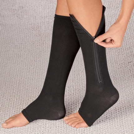 Skarpety kompresyjne z zamkiem zasilającym unisex | 20-30 mmHg | Lepsze krążenie i ulga w obrzękach | Konstrukcja z wyłącznikiem i oddychającą tkaniną | Pończochy rozszerzenia do użytku w podróży, ciąży i na co dzień