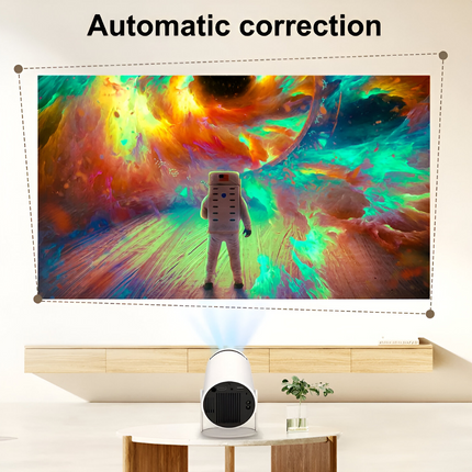 Mini projektor HD | Wi-Fi6 i Bluetooth 5.0 | Rozdzielczość 720p | Dekodowanie wideo 4K | Wbudowane aplikacje do strumieniowego | Wyświetlacz 130" | Automatyczna ostrość i Keystone | HDMI, USB, MicroSD | Przenośna konstrukcja | Trwała żarówka