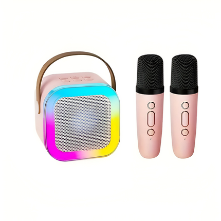 Przenośny głośnik do karaoke Bluetooth | Mikrofon bezprzewodowy | Kompaktowy i mocny dźwięk | Światła LED RGB | Tryb zmiany głosu | kompatybilne z kartą TF i USB | Bateria 2000 mAh | 3-4 godziny ochronne | Łatwe połączenie