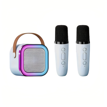 Przenośny głośnik do karaoke Bluetooth | Mikrofon bezprzewodowy | Kompaktowy i mocny dźwięk | Światła LED RGB | Tryb zmiany głosu | kompatybilne z kartą TF i USB | Bateria 2000 mAh | 3-4 godziny ochronne | Łatwe połączenie