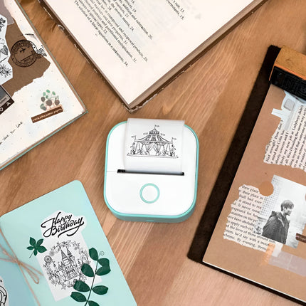 Przenośna mini drukarka Bluetooth | Drukuj zdjęcia, etykiety i notatki, gdziekolwiek jesteś | Technologia bez atramentu | Przyklejony podkład | Integracja mobilna z iOS i Androidem | Kompaktowy i ładowalny | Łatwe drukowanie ze smartfona