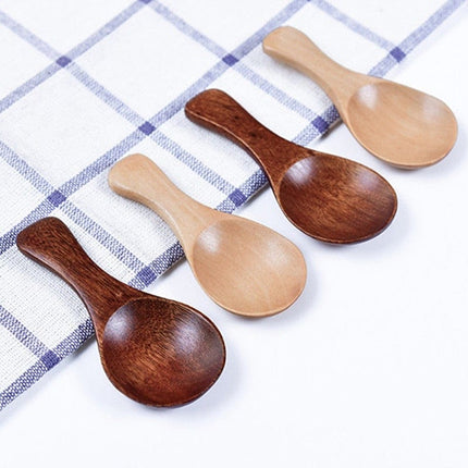 Zestaw drewnianych łyżek do przypraw | 4 sztuki | Drewno Schima Superba | Łyżka do słoiczki na sól i przyprawy | Jasne i ciemne kolory | Rozmiar 7,0 x 3,5 cm | Wielki dodatek do spiżarni | Tylko pranie ręczne