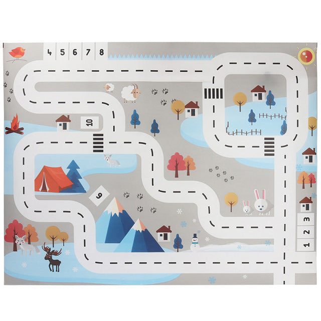 Islandzka mata do zabaw dla dzieci Highway | Trwały materiał | Składany do przechowywania | Rozmiar 130cm x 100cm