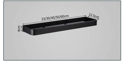 Aluminiowa czarna półka ścienna | Przechowywanie w łazience i salonie | Projekt drenażu kratowanego | Stylowy wyświetlacz | Szerokość 12,5 cm | 4cm Głębokość | Trwałe i eleganckie