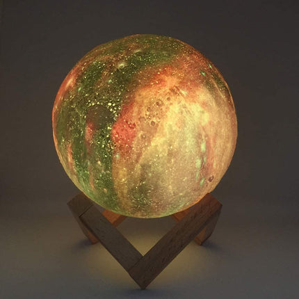 Lampka nocna Galaxy Mood | Lampa ładowana przez USB z 16 kolorami | dotknąć możliwości ściemniania za pomocą pilota | Drewniana rama | Do 15 godzin światła