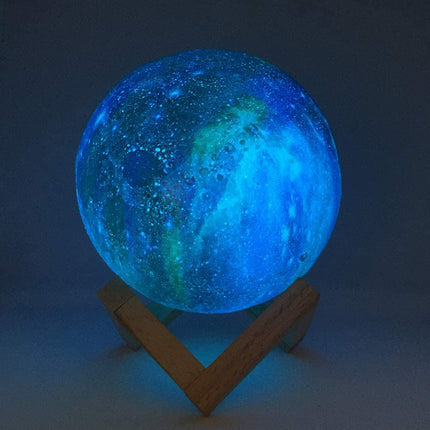 Lampka nocna Galaxy Mood | Lampa ładowana przez USB z 16 kolorami | dotknąć możliwości ściemniania za pomocą pilota | Drewniana rama | Do 15 godzin światła