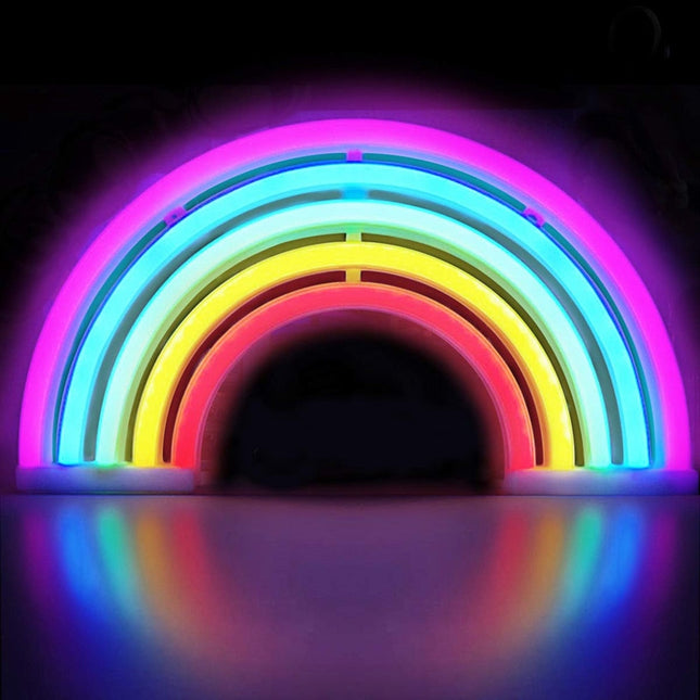 Tęczowe światło neonowe | Projekt wolnostojący | Zasilanie bateryjne lub USB | Wystrój domu lub biura | 30*16*2 CM | Wielobarwna lampa dekoracyjna