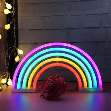 Tęczowe światło neonowe | Projekt wolnostojący | Zasilanie bateryjne lub USB | Wystrój domu lub biura | 30*16*2 CM | Wielobarwna lampa dekoracyjna