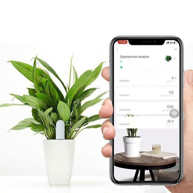 Inteligentny wodomierz roślinny | Czujnik stanu | Woododporny | Wykrywanie światła i temperatury | Połączenie aplikacji Bluetooth | Baza danych roślinnych | Lampka kontrolna | Bateria CR2032 w zestawie