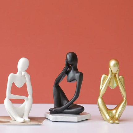 Abstrakcyjna, elegancka statua z żywicy myśliciela | Nowoczesny minimalistyczny design | Wystrój blatu | Trzy kolory i pozy | Sztuka domowego biura | Przyjazny dla środowiska | 8cm x 13cm | Wyjątkowy pomysł na prezent